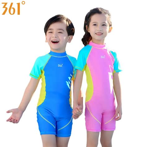One Piece Swimsuit Boy Long Sleeve Bathing Suits For Kids Swimming