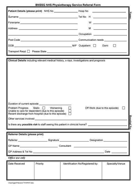 Printable Referral Form Template Printable Forms Free Online