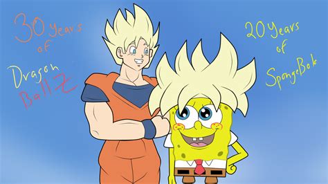 Spongebob And Goku Super Saiyan Anniversary Photo By Cristiandarkradx