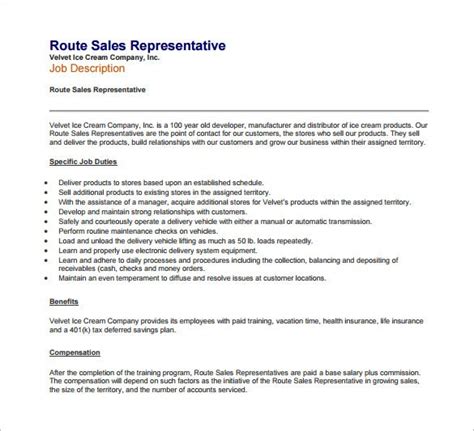 Sales Representative Job Description Template 10 Free Word Pdf