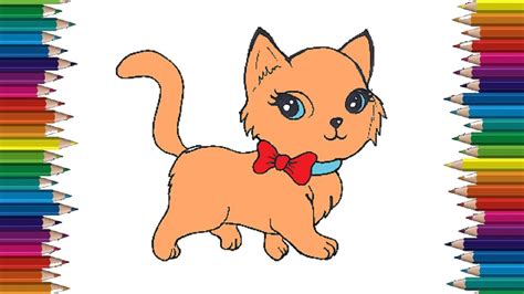 How To Draw A Cute Cat Step By Step Cat Cartoon Drawing And Coloring Pages For Kids Youtube