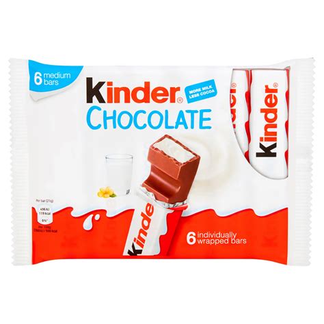 Kinder Medium Chocolate Bars 6 X 21g 126g Multipacks Iceland Foods