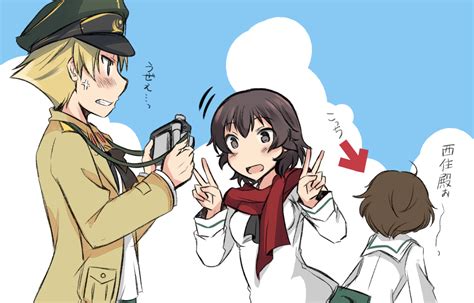 Akiyama Yukari Erwin And Caesar Girls Und Panzer Drawn By Abenattou