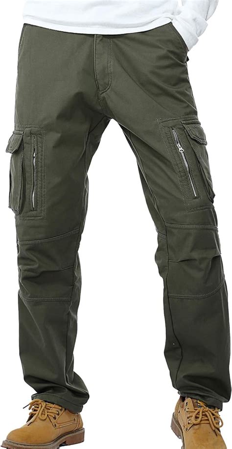 Winoto Mens Fleece Lined Cargo Pants Winter Thicke Camo