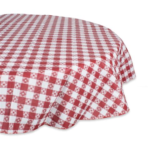 Set Of 3 Red And White Checkered Round Tablecloths 60