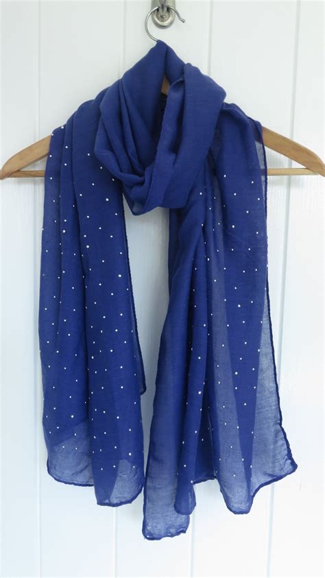 Scarves For Women Royal Blue Shawl Cobalt Blue Studded Scarf Designer