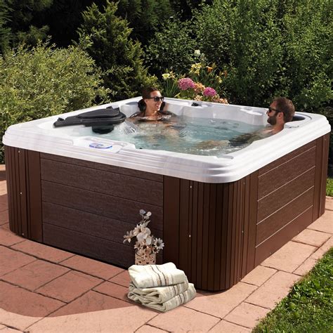 Celestial Spas Villa 7 Person 60 Jet Acrylic Hot Tub And Lounger Spa White Silver Marble Tub