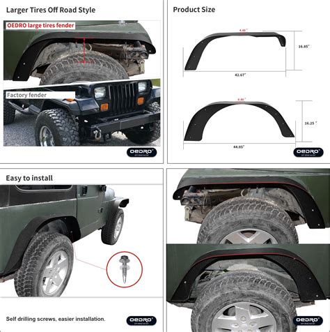 Off Road Steel Fender Flares For 1987 1996 Jeep Wrangler Yj Oedro®