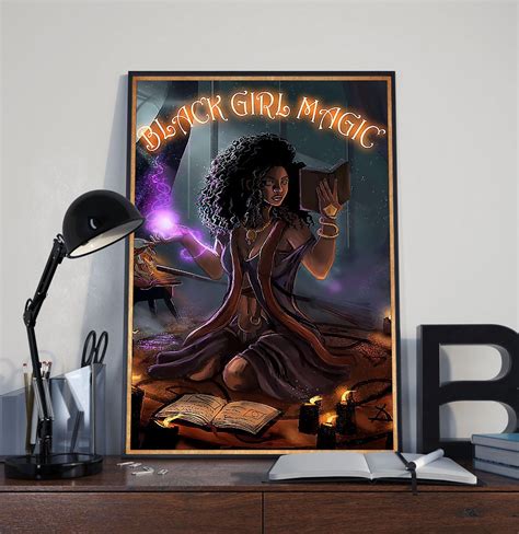 Black Girl Magic Poster Black Queen Wall Art Magic Witch Art Etsy