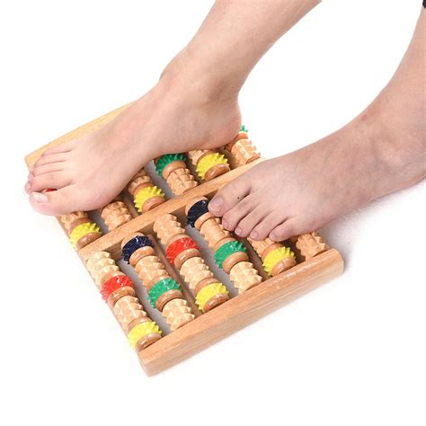 Colorful Shiatsu Massager Wooden Roller Foot Massage Reflexology For Stress Relief Foot Care