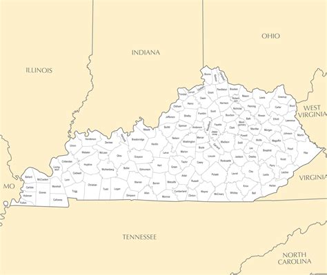 Kentucky County Map Printable