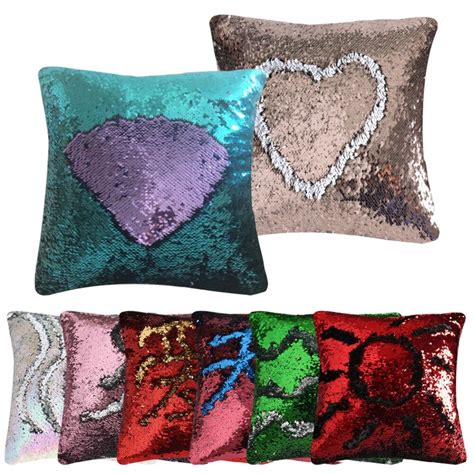 Buy 40x40cm Mermaid Sequin Cushion Cover Magical Color