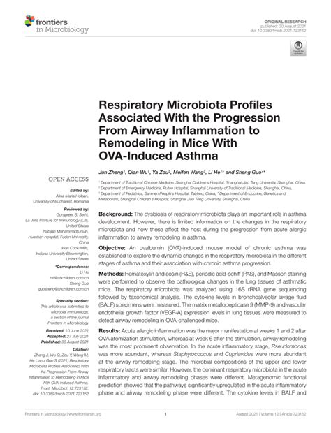 Pdf Respiratory Microbiota Profiles Associated With The Progression