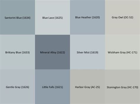 Benjamin Moore Gray And Blue Paint Samples For The Interior Of The