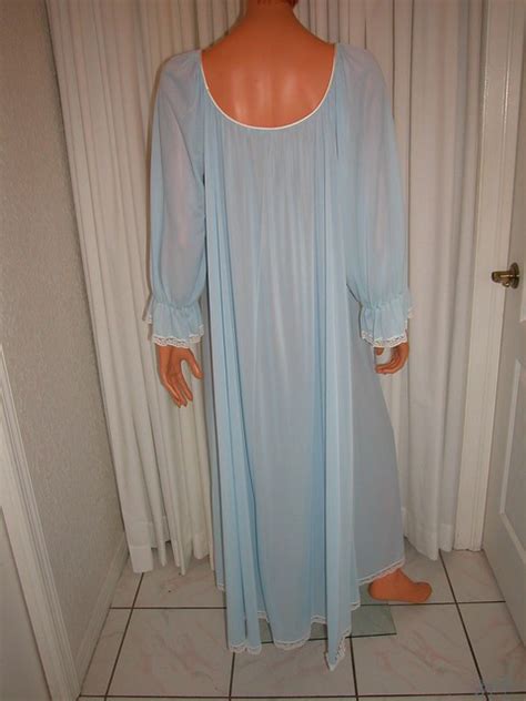 Miss Elaine Sheer Blue Antron Nylon Nightgown Full Length Rear Flickr