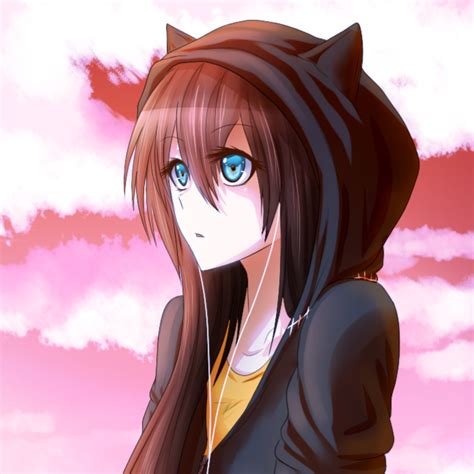 Image Anime Girl With Headphones And Brown Hair And Blue Eyes Images For Sad Anime Girl With