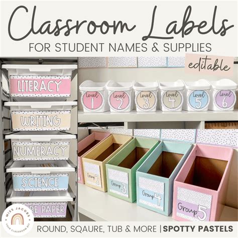 Classroom Labels Spotty Pastels Editable Miss Jacobs Little Learners