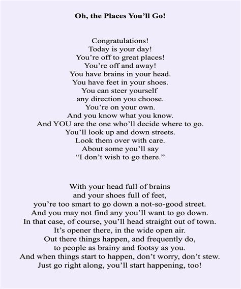 Hi, my daughter is graduating from her kindergarten next month. Love it! "Graduation Poem" by #DrSeuss #DrSeussDay ...