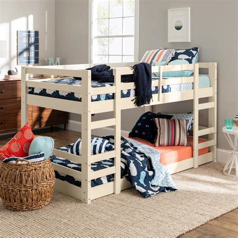Harper And Bright Designs White Twin Bunk Bed Over Low With Slide And