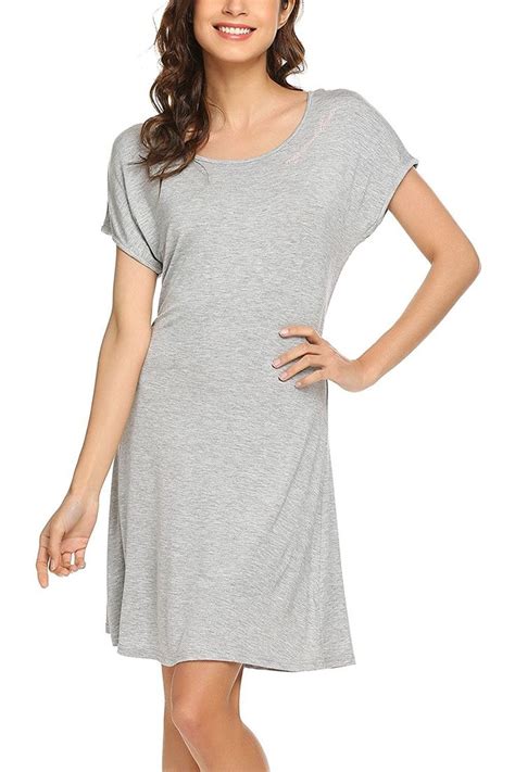 Cotton Nightshirt Womens Short Sleeve Sleepshirt V Neck Nightgown S Xxl