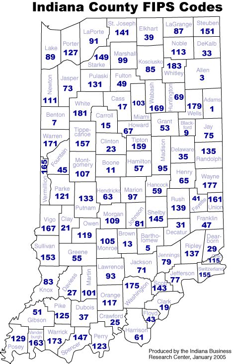 Indiana Counties Map With Zip Codes