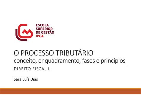 SOLUTION 5 Processo Tribut Rio Conceito Enquadramento Fases E Princ