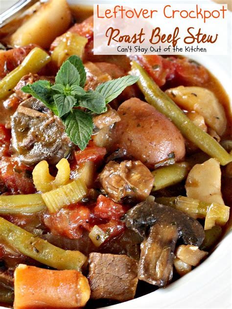 My mom cut up pork roast in bite size pieces added lots of chopped onions salt and pepper and broth to the. Leftover Crockpot Roast Beef Stew | Recipe | Beef stew recipe, Roast beef stew, Crockpot roast