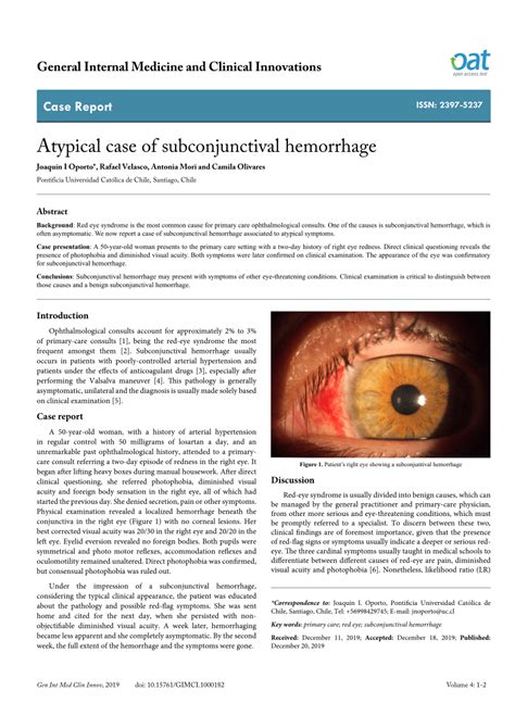 Pdf Atypical Case Of Subconjunctival Hemorrhage