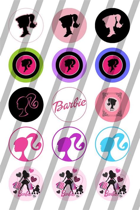 Barbie Silhouette 15 Images 1 Inch Circle 4x6 Sheet 135 179