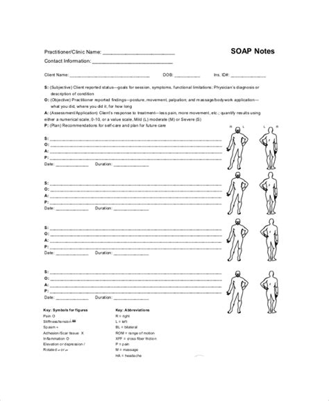 free printable soap notes for massage therapy