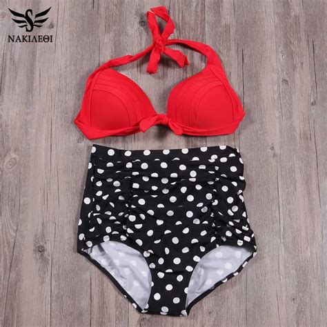 Nakiaeoi 2019 New Summer Sexy Bikinis Women Swimsuit High Waisted Bathing Suits Push Up Bikini