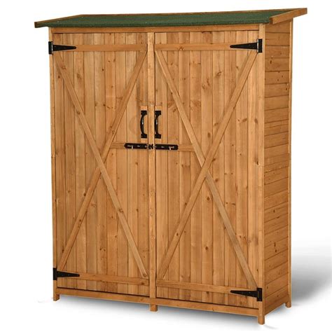 Mcombo 64inch Tall Fir Wooden Shed Garden Storage Sheds Tool Shed