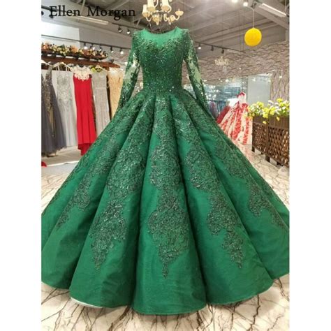 High Quality Green Ball Gowns Wedding Dresses 2019 Saudi Arabian Dubai