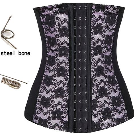 New Stylish 2 Colors Lace Steel Bone Corselet Embroidered Flower Waist