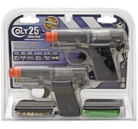 Colt 25 Twin Pack Spring Powered Airsoft Pistols 200 Fps 70 Bb