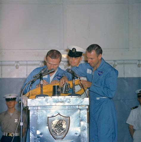 On Dec 18 1965 Gemini 7 Crewmembers Frank Borman Left And Jim