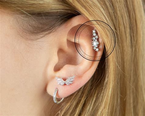 Helix Piercing Cartilage Piercing Star Stack Etsy