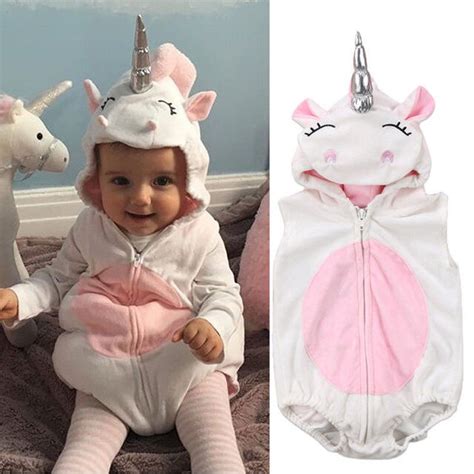 Toddler Baby Clothes Newborn Unicorn Baby Girls Fleece Romper Hooded