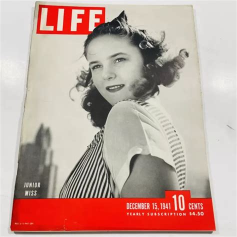 Vintage Life Magazine December 15 1941 Wwii Pearl Harbor Junior Miss