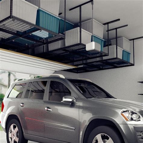 Fleximounts Black Adjustable Height Steel Overhead Garage Storage Rack
