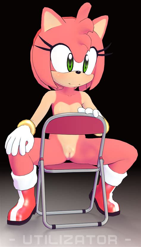 Rule 34 Amy Rose Anthro Bottomless Bracelet Breasts Chair Female