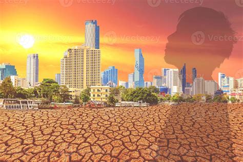 Concepto De Fondo De Desastre De Sequía Una Ciudad árida Carece De