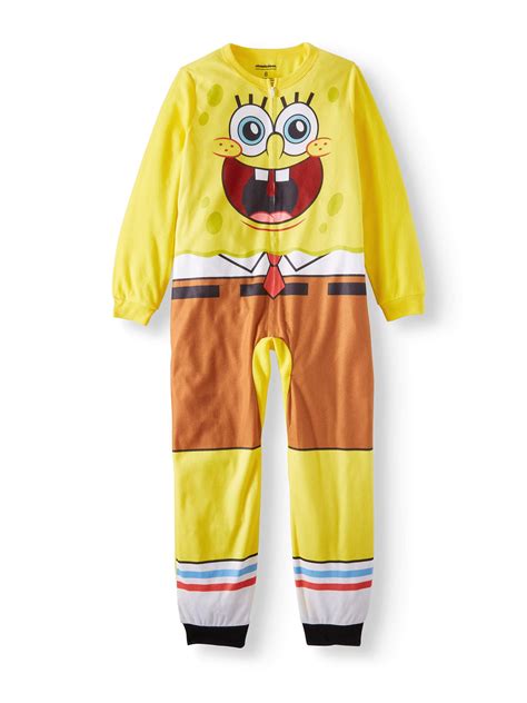Spongebob Squarepants Boys Spongebob Onesie Pajama Sleeper Little