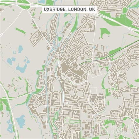 Uxbridge London Uk City Street Map Digital Art By Frank Ramspott Fine