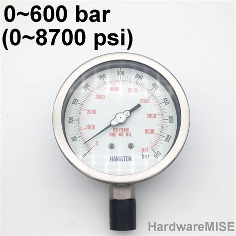 High Pressure Gauge 0 ~ 600 Bar 0 ~ 8700 Psi 12 Npt Bottom 4 Dial