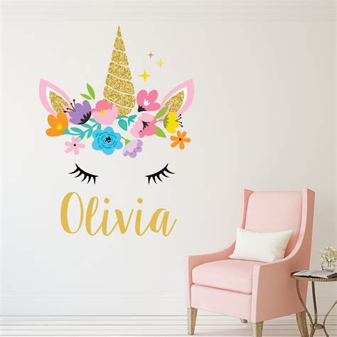 Maybe you would like to learn more about one of these? Personalized Name Wall Decal - Unicorn Wall Art - Girls Nursery Vinyl Wall Decor | Unicorn wall ...