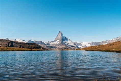 Matterhorn Reflection In Stellisee At Sunrise Stock Image Image Of