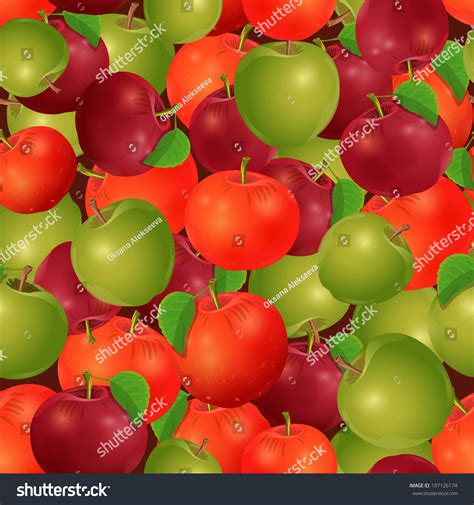 Seamless Texture Apples Stock Vector Royalty Free 197126174
