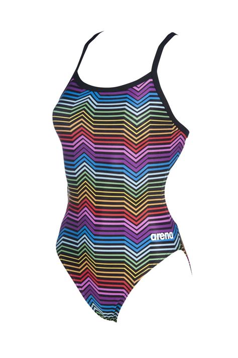 Arena Womens Swimsuit Multicolour Stripes Challenge Back One Piece