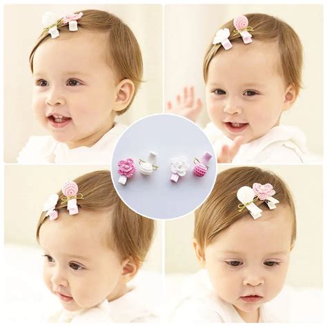 2pcs New Creative Cute White Flower Pink Ball Baby Headdress Kids Hair